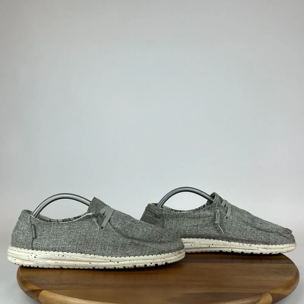 Womens Hey Dude Wendy L Linen‎ Iron Gray Casual Comfort Loafers Shoes Size 11 M
